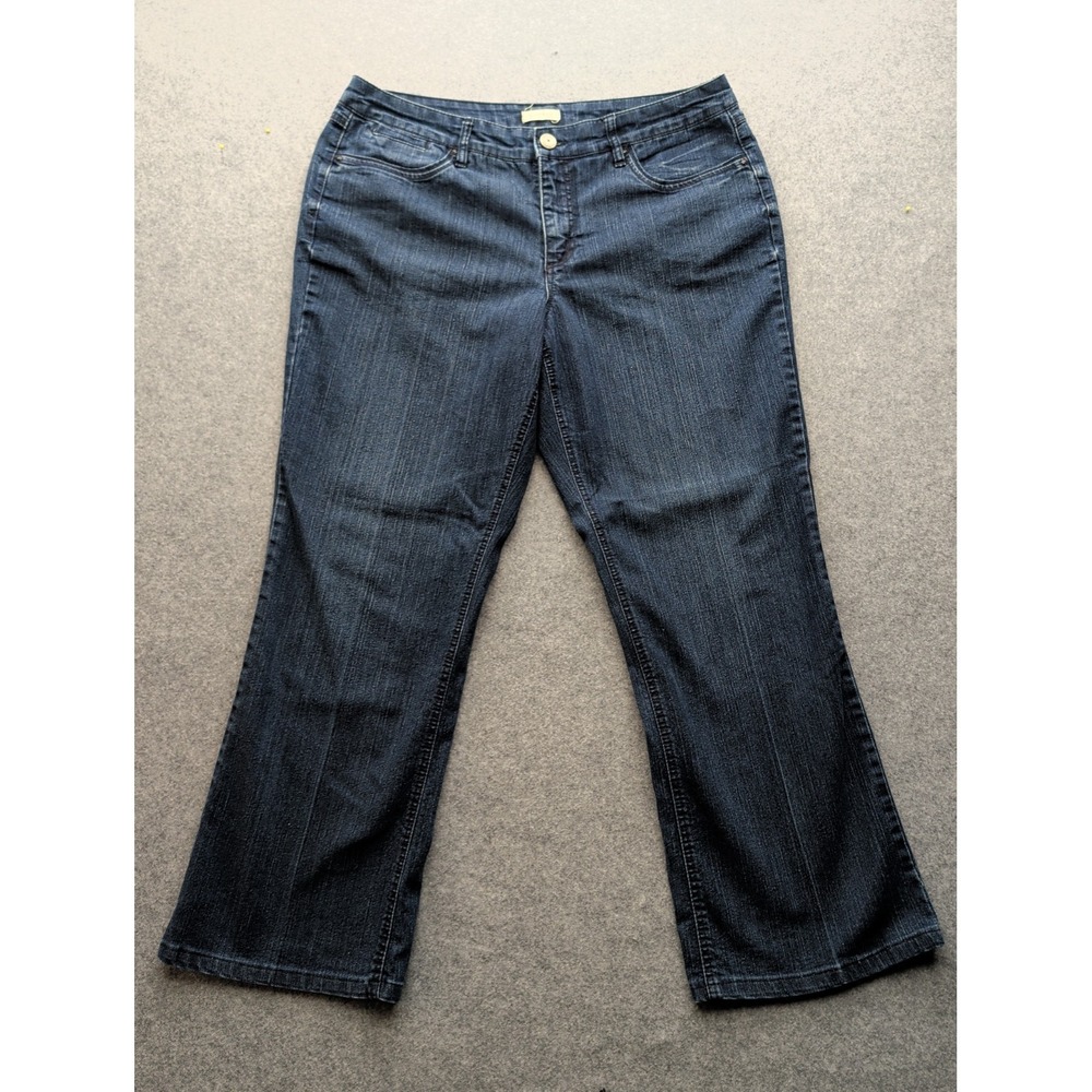 Madison Straight Cut Jeans Womens 14 Blue Medium Wash Denim Flat Front Pockets